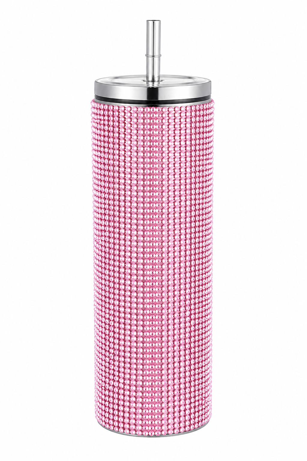 Rhinestone Stainless Steel Tumbler with Straw