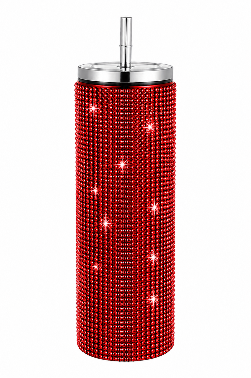 Rhinestone Stainless Steel Tumbler with Straw