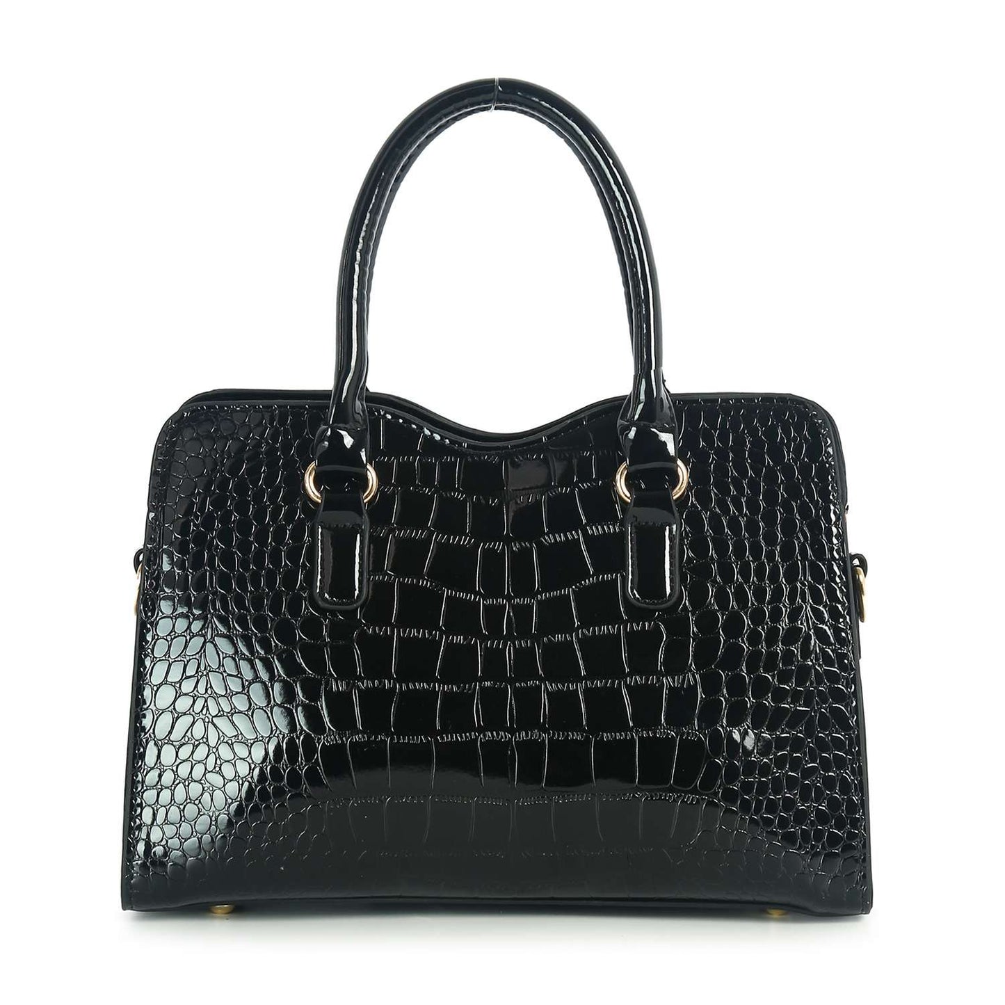 Patent Bow Accented Embossed Hand Tote Set