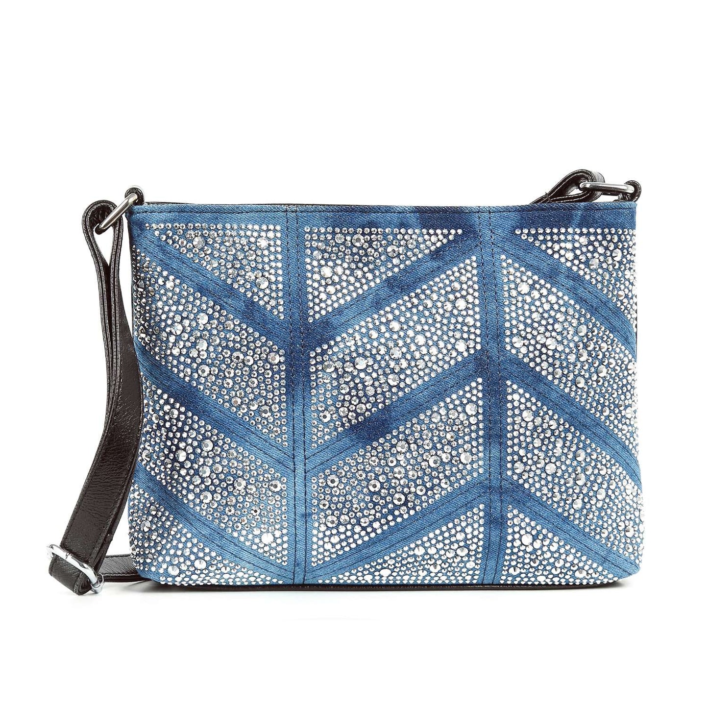 Rhinestone Grid Patterned Crossbody Sling